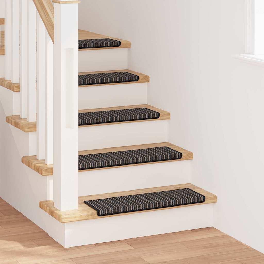 Selvklæbende Trappemåtter 15 stk Antracit 65 x 21 x 4 cm billede