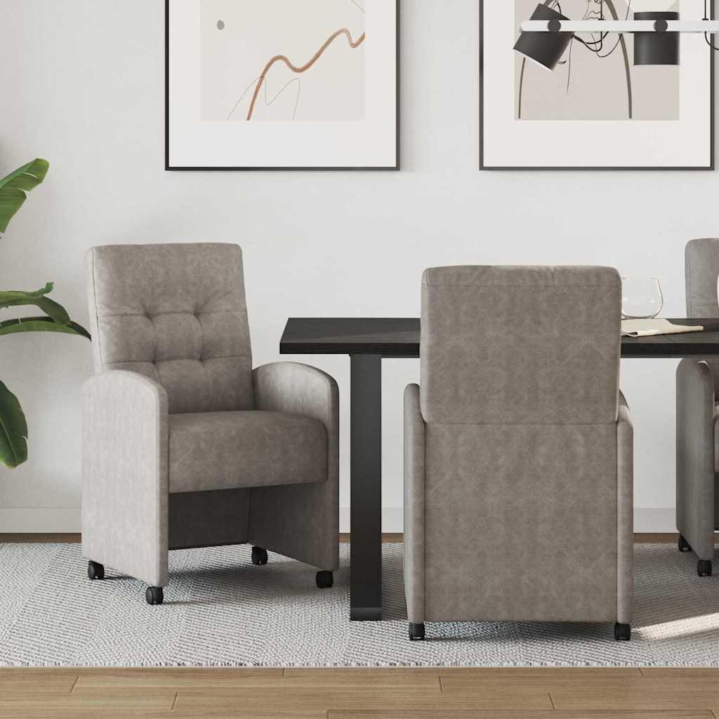 Spisestole med hjul 2 stk Grå 57 x 67 x 98 cm Kunstlæder billede