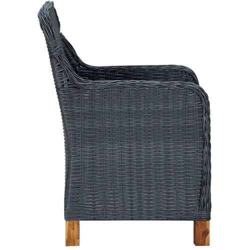 Loungesæt til haven 3 dele med hynder polyrattan mørkegrå
