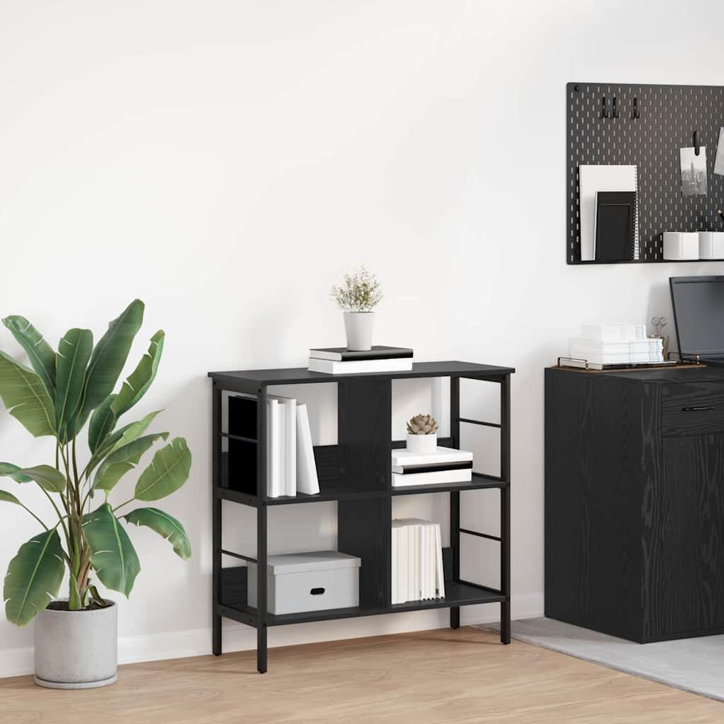 Bogreol i sort eg - 82 × 32 × 79 cm, konstrueret træ og stål billede