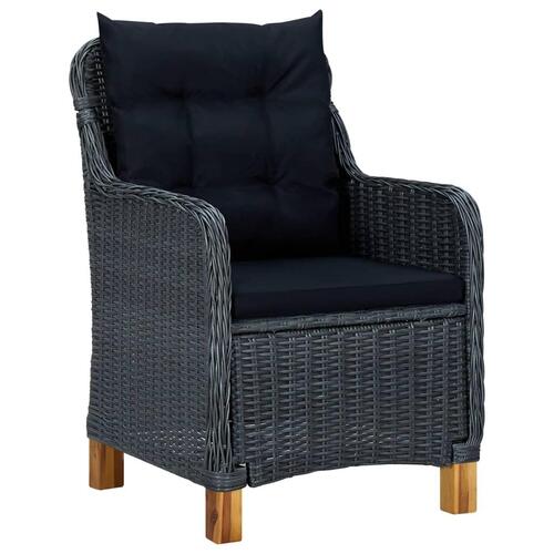 Loungesæt til haven 3 dele med hynder polyrattan mørkegrå