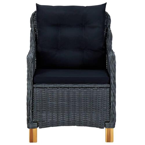 Loungesæt til haven 3 dele med hynder polyrattan mørkegrå