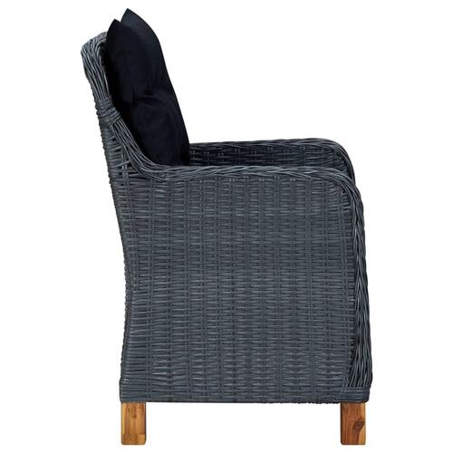 Loungesæt til haven 3 dele med hynder polyrattan mørkegrå