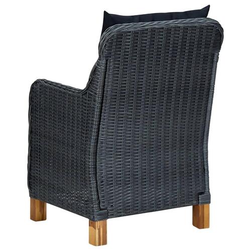 Loungesæt til haven 3 dele med hynder polyrattan mørkegrå