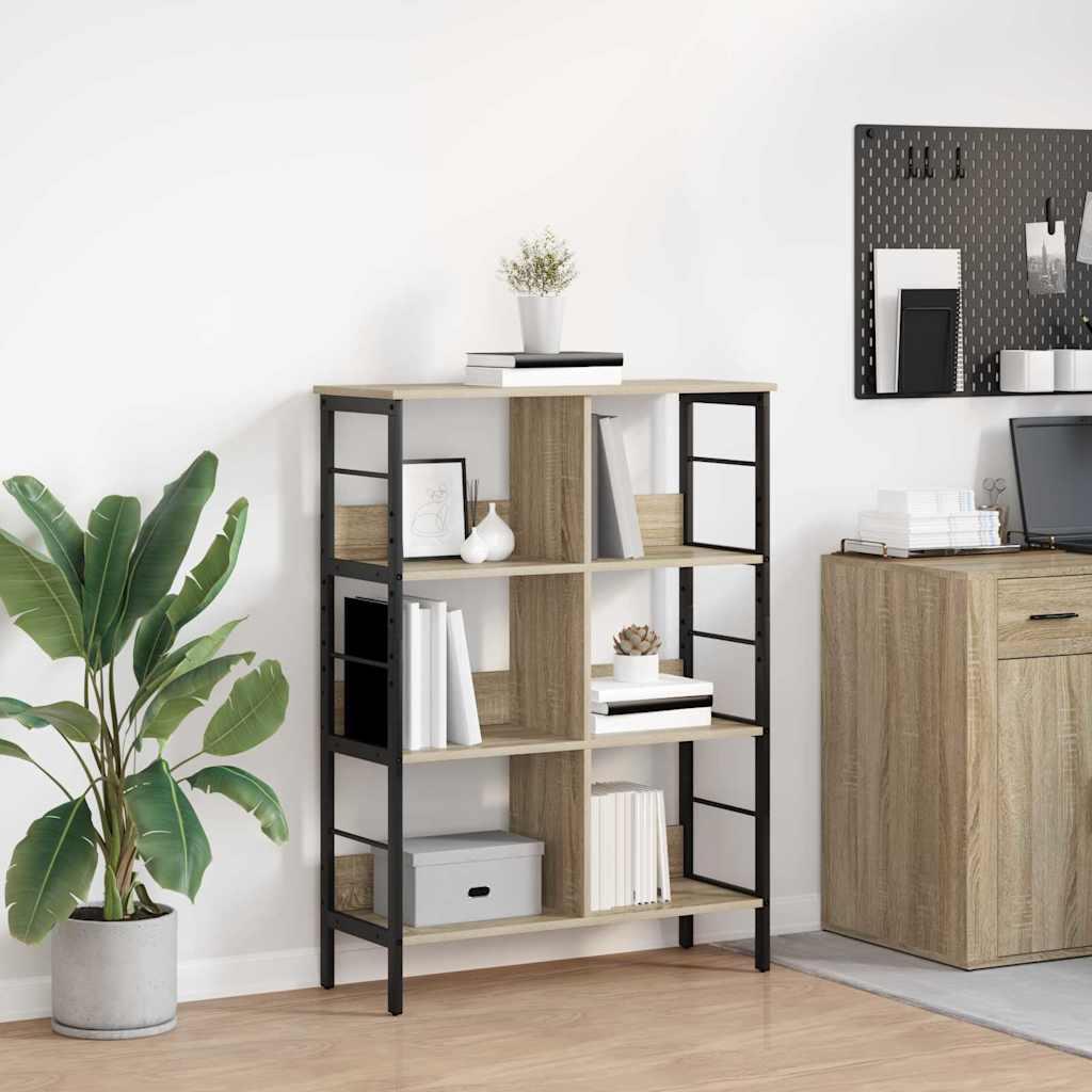 Bogreol i sonoma eg 82 × 32 × 112 cm - konstrueret træ, industrielt design billede