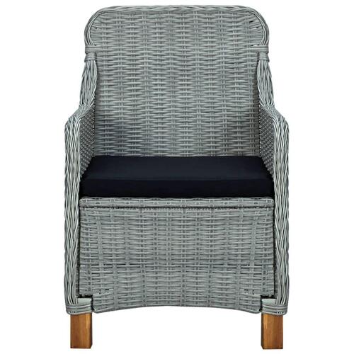 Loungesæt til haven 3 dele med hynder polyrattan lysegrå
