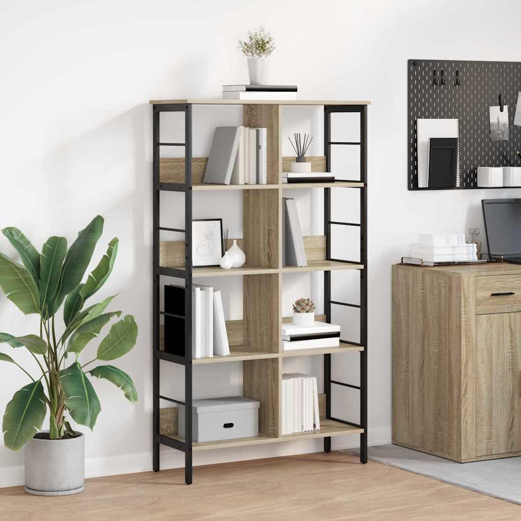 Bogreol i industriel stil - Sonoma eg 82 × 32 × 144,5 cm, konstrueret træ billede
