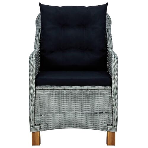 Loungesæt til haven 3 dele med hynder polyrattan lysegrå