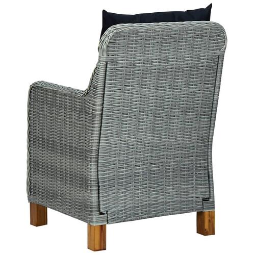 Loungesæt til haven 3 dele med hynder polyrattan lysegrå