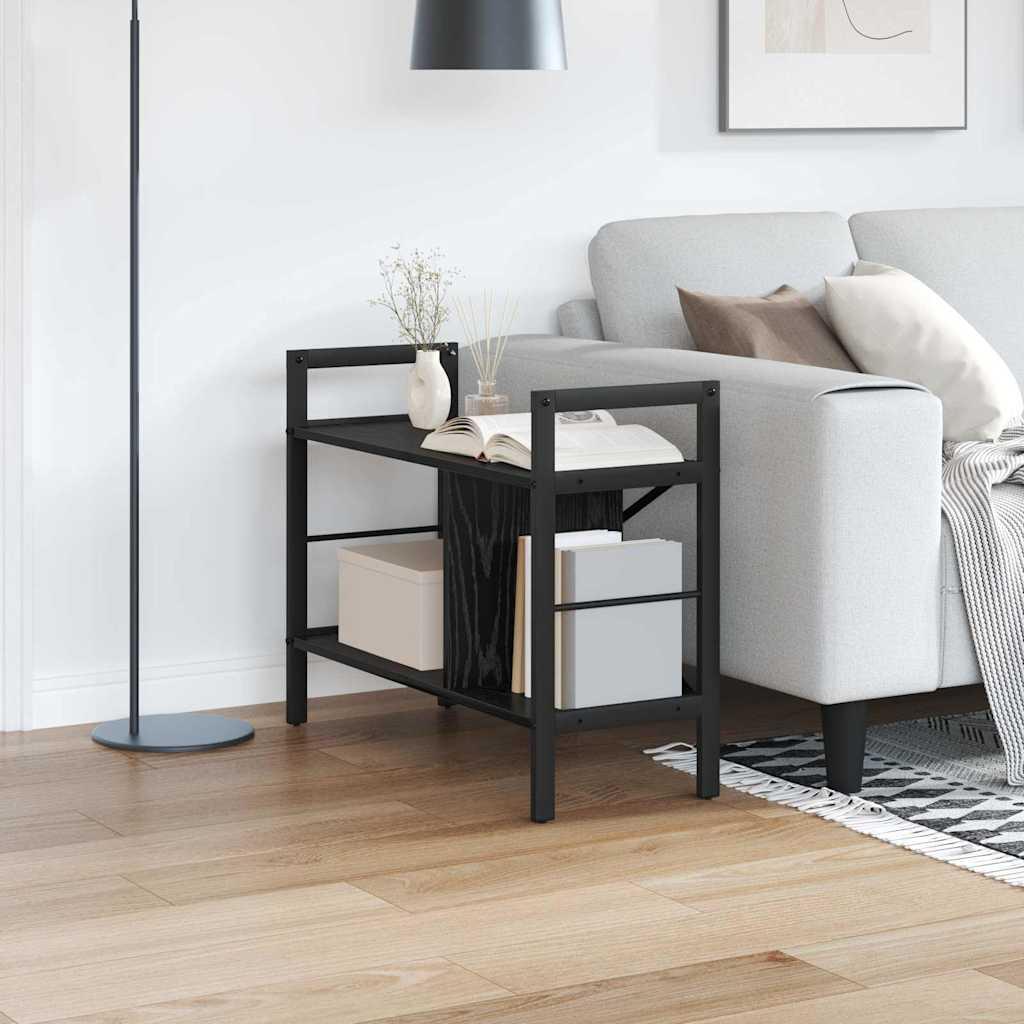 Bogreol Sort eg 75 x 30 x 58,5 cm Konstrueret træ billede