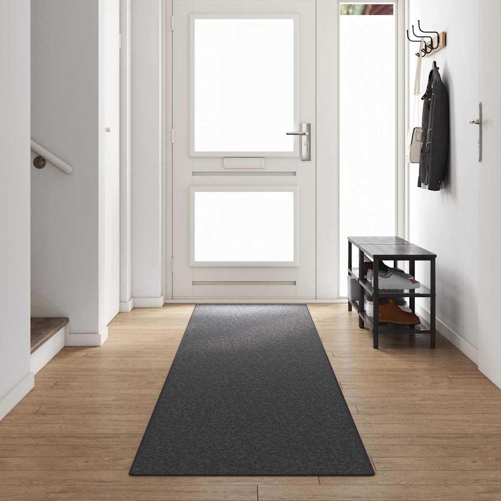 Tæppe Runner Mørkegrå 80 x 500 cm 100% Polypropylen billede