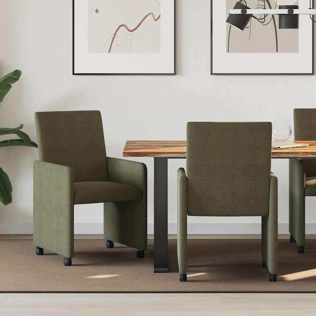 Spisestole 2 stk Army grøn 57 x 66 x 94 cm Faux suede læder billede
