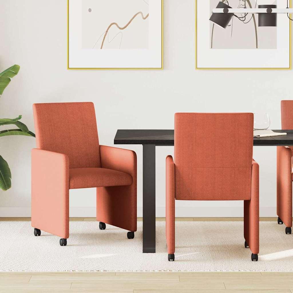 Spisestole 2 stk Rød orange 57 x 66 x 94 cm Corduroy stof billede