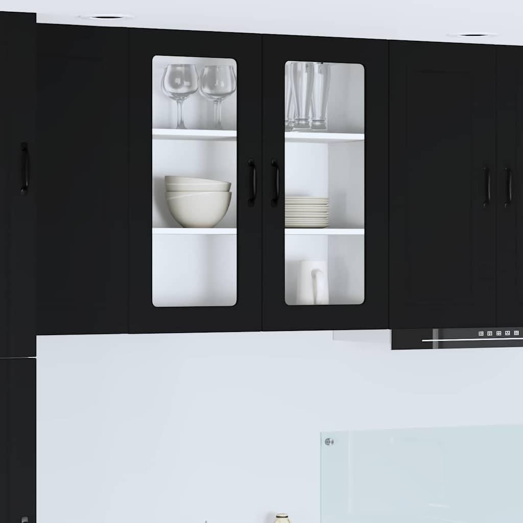 Vægskab til køkken med dør Sort 80 x 31 x 80 cm Konstrueret træ billede