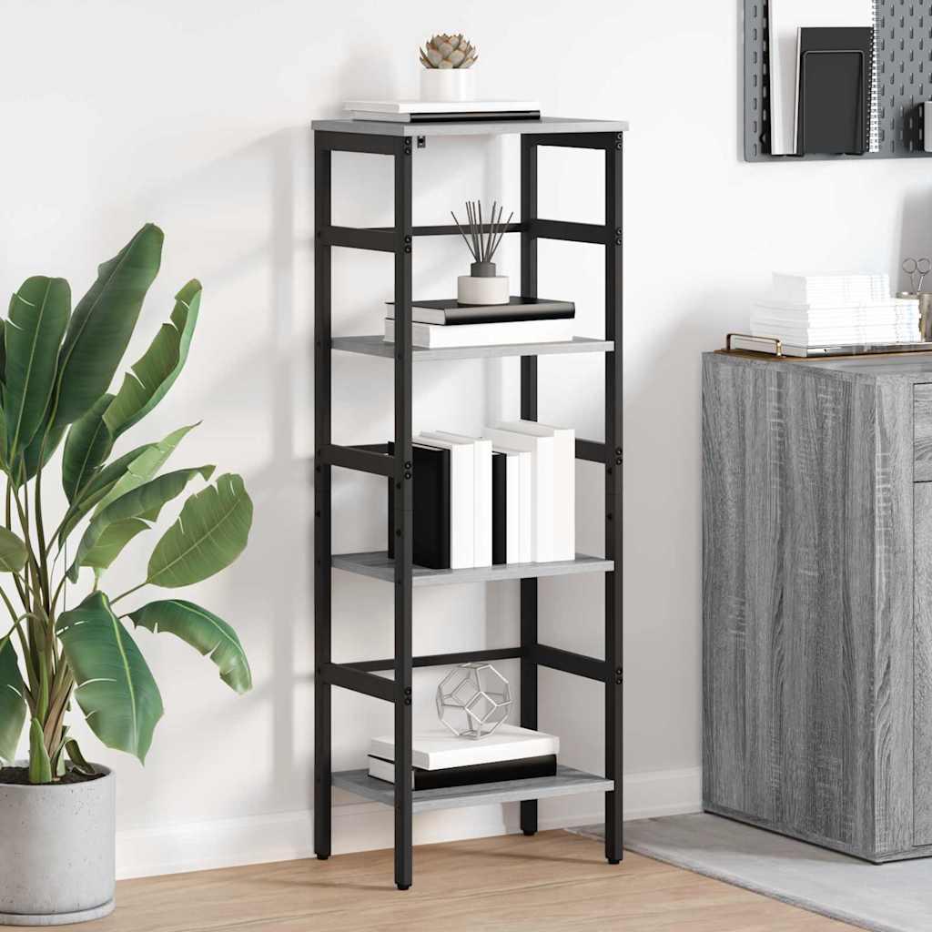 Bogreol i industrielt design - grå sonoma, 40 × 29,5 × 115 cm billede