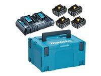 Batterioplader til elværktøj Makita LXT med 4 x 18 V 6,0 Ah Li‑ion batterier og kuffert billede