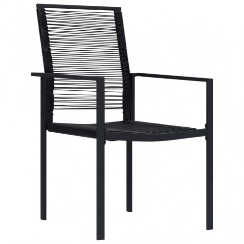 Spisebordssæt til haven - 5 dele, sort stål og glas med PVC-rattan stole