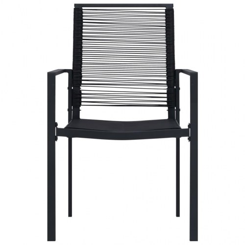Spisebordssæt til haven - 5 dele, sort stål og glas med PVC-rattan stole