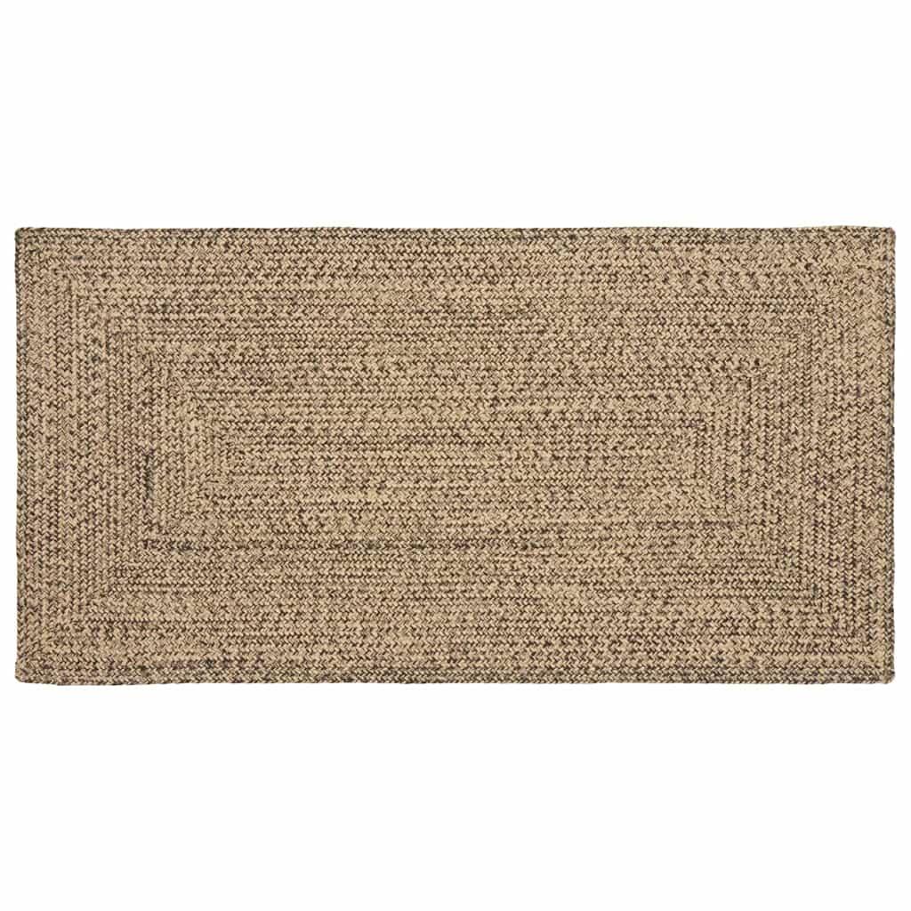 Tæppe Kurveflet Naturfarvet og sort 80 x 150 cm Jute billede