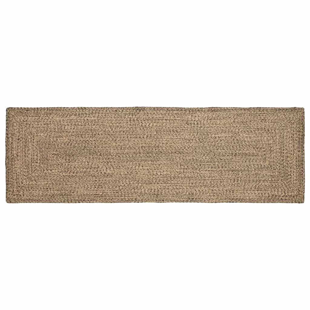 Tæppe Kurveflet Naturfarvet og sort 80 x 200 cm Jute billede
