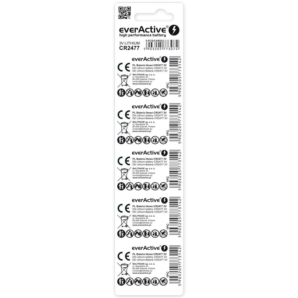 Knapcelle batteri 3V everActive CR2477 - blister 5 stk. billede
