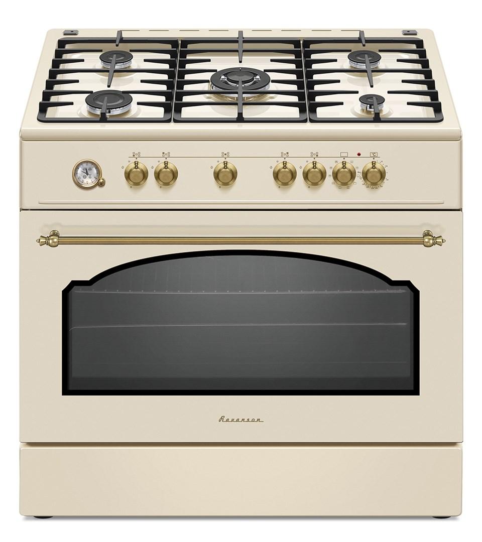 Gaskomfur med el-ovn Ravanson Retro KWGE-90ARC - creme, 90 cm