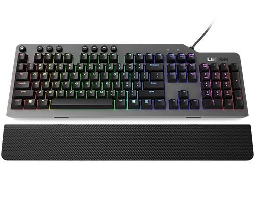 Gaming tastatur Lenovo Legion K500 - mekanisk, RGB, fuld størrelse, USB (US QWERTY) - sort/grå billede