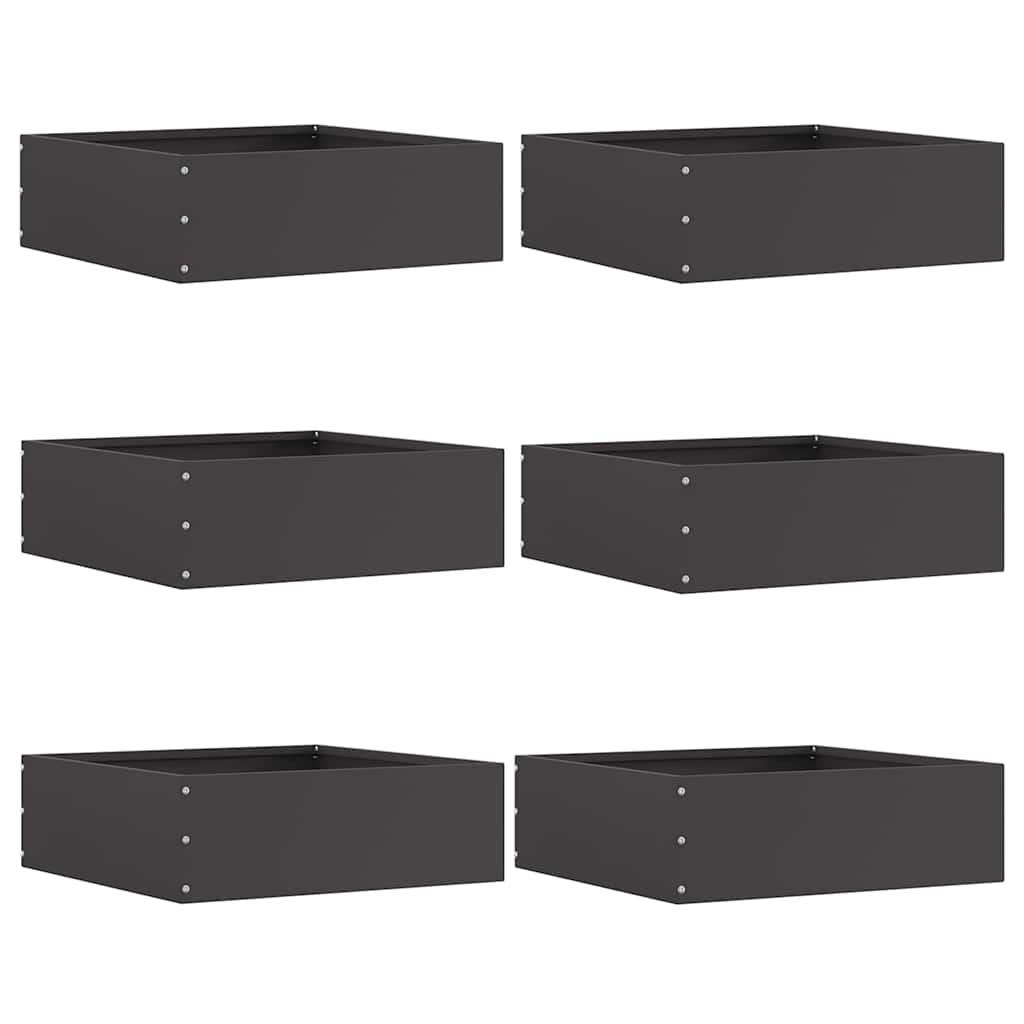 Plænekant 6 stk Sort 40 x 40 x 13 cm Stål billede