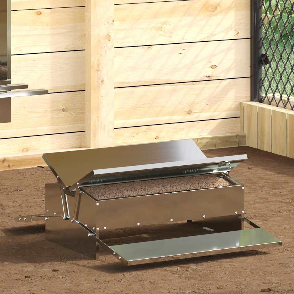 Kylling treadle feeder Sølv 75 x 53 x 20,5 cm Galvaniseret stål billede