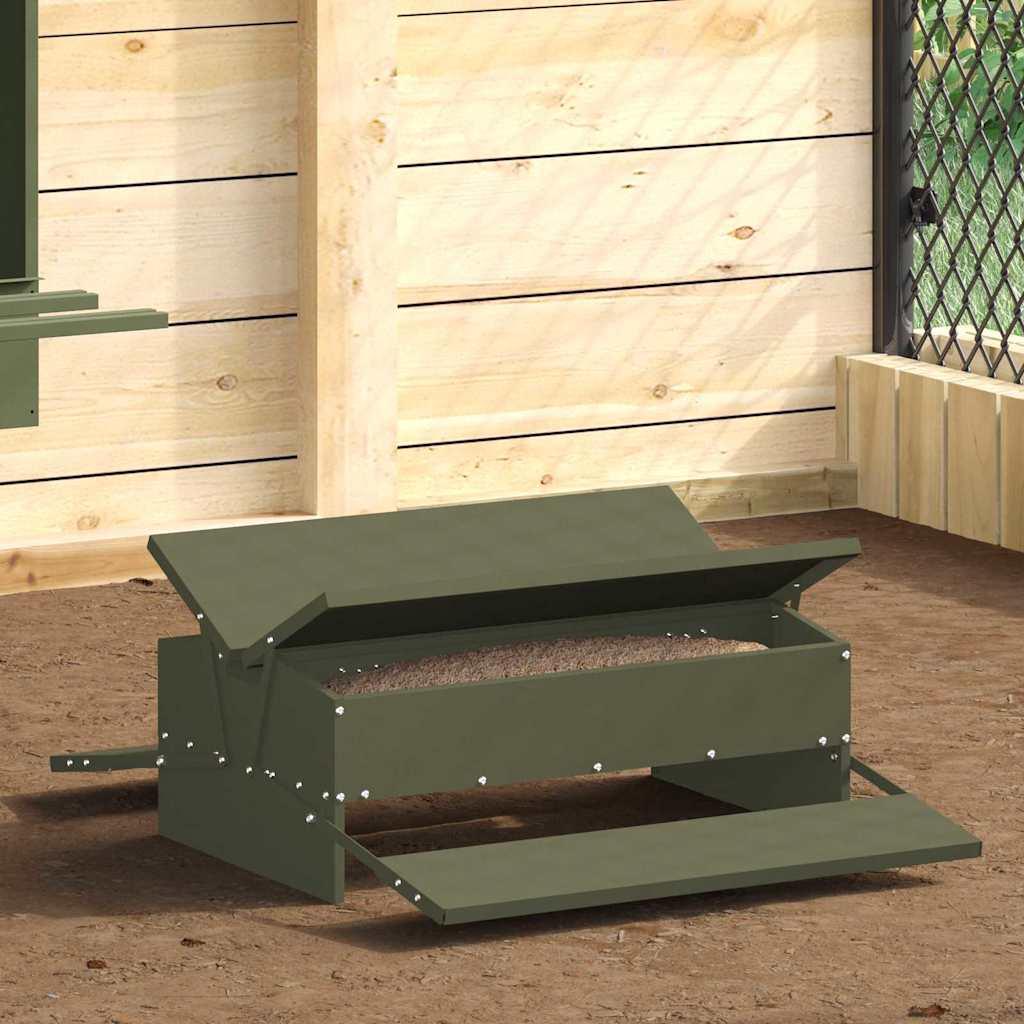 Kylling treadle feeder Oliven grøn 75 x 53 x 20,5 cm billede