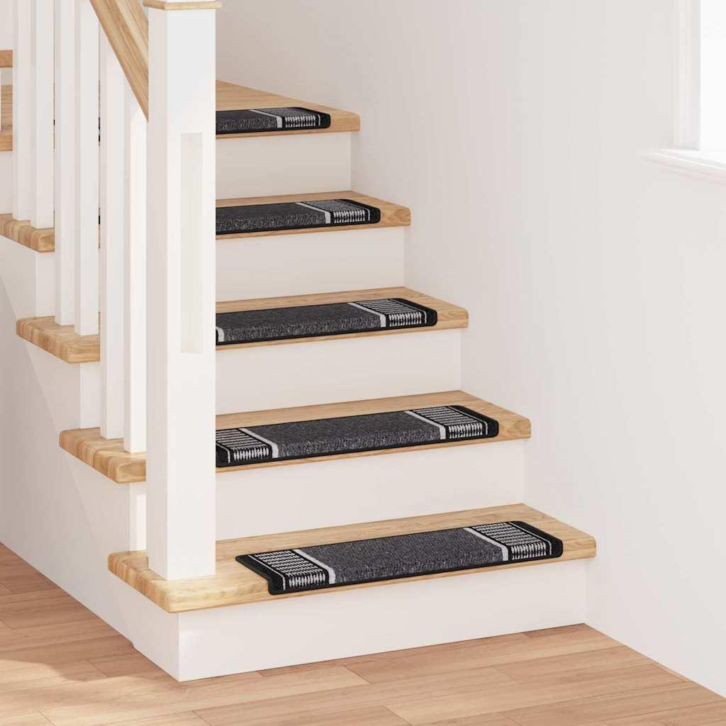 Selvklæbende Trappemåtter 15 stk Antracit 65 x 21 x 4 cm billede