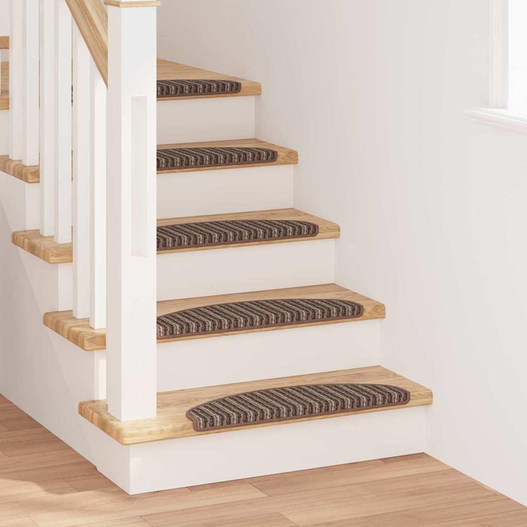 Selvklæbende Trappemåtter 15 stk Brun 65 x 21 x 4 cm billede