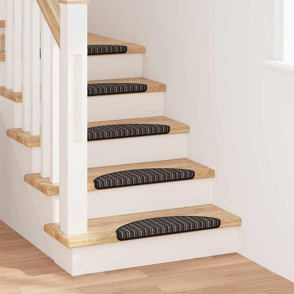 Selvklæbende Trappemåtter 15 stk Antracit 56 x 17 x 3 cm billede