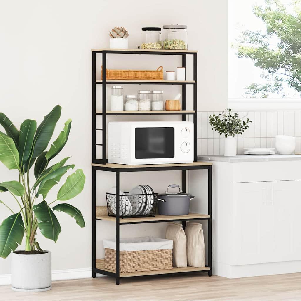 Køkkenreol i sonoma eg 80 × 40 × 168 cm - konstrueret træ og stål billede