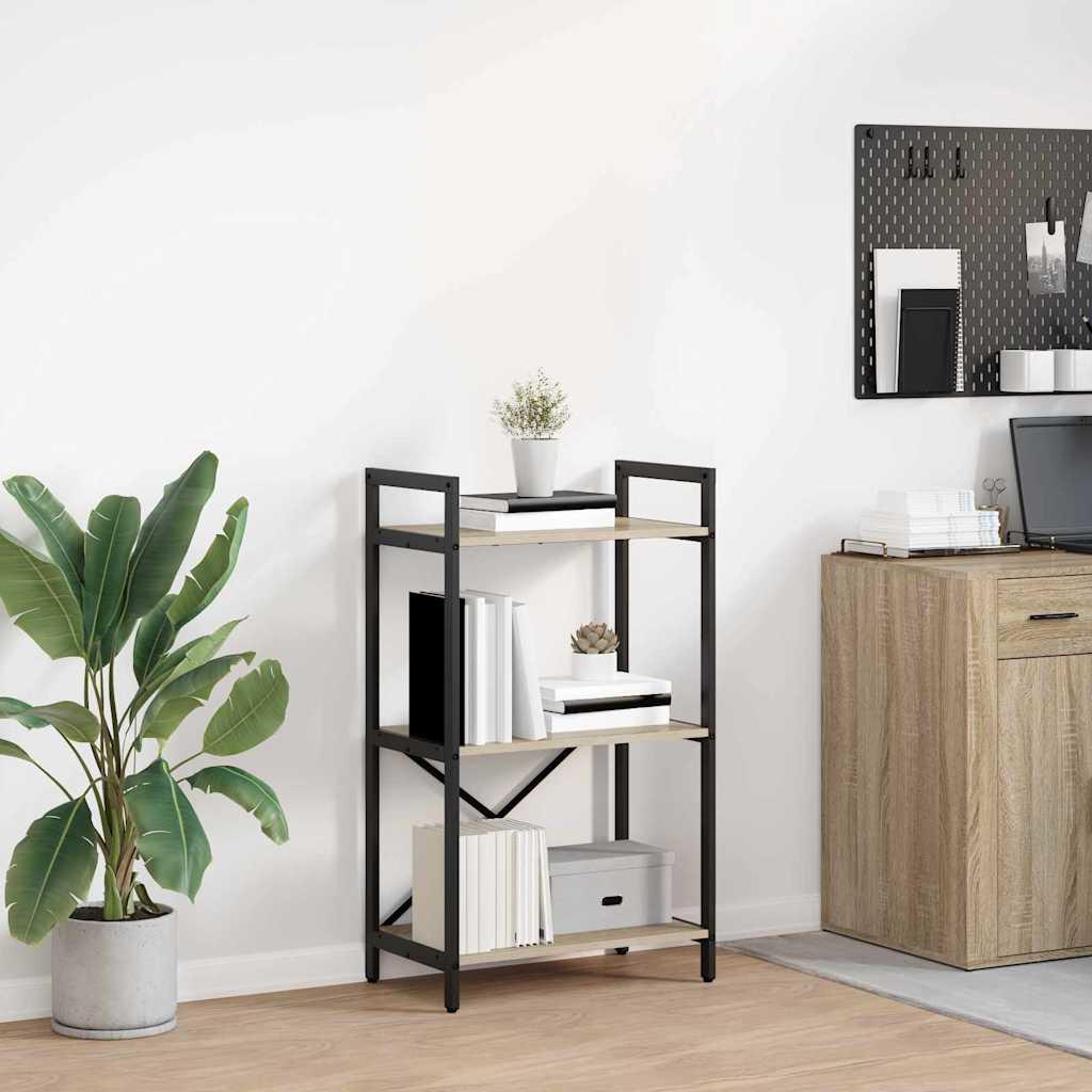 Bogreol i sonoma eg - konstrueret træ, 56 × 34 × 96 cm, 3 hylder billede