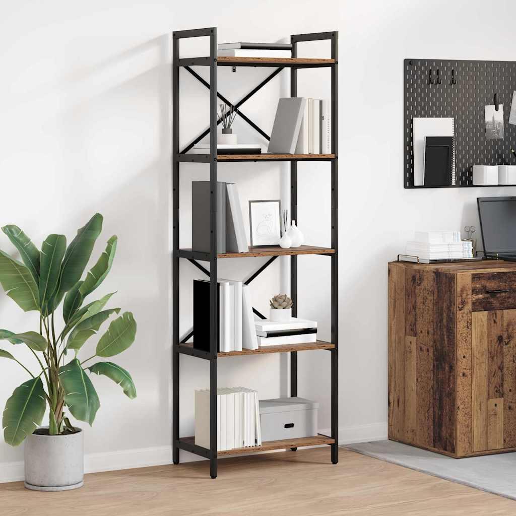 Bogreol Gammelt træ 56 x 34 x 171 cm Konstrueret træ billede