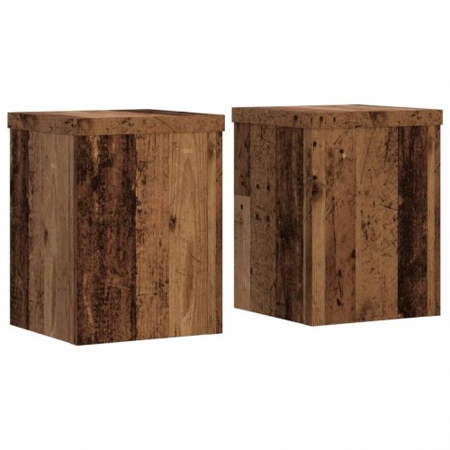 Plantestativer 2 stk. - 15×15×20 cm i konstrueret træ, antikt træ