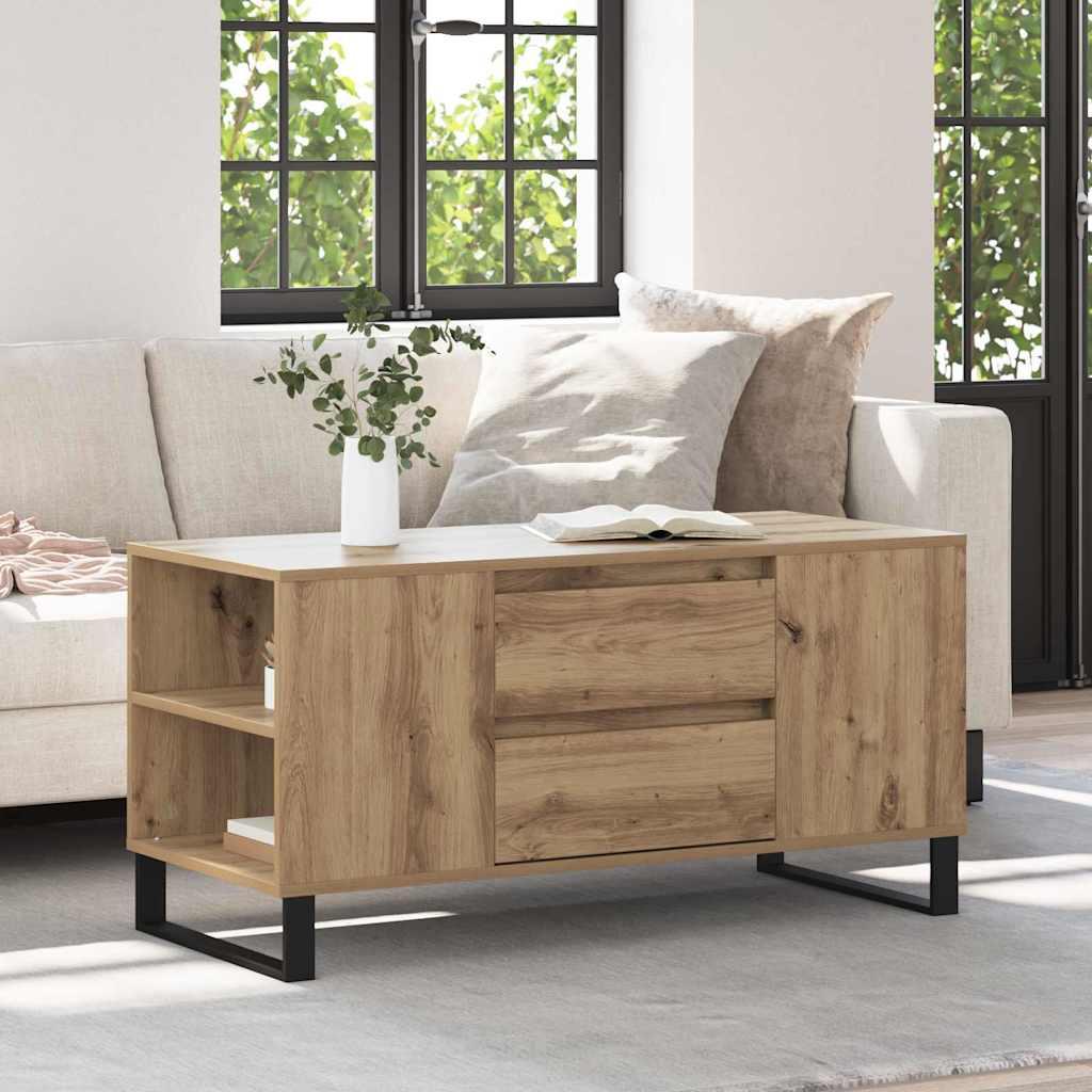 Sofabord Artisan Egetræ 102 x 44,5 x 50 cm Konstrueret træ billede