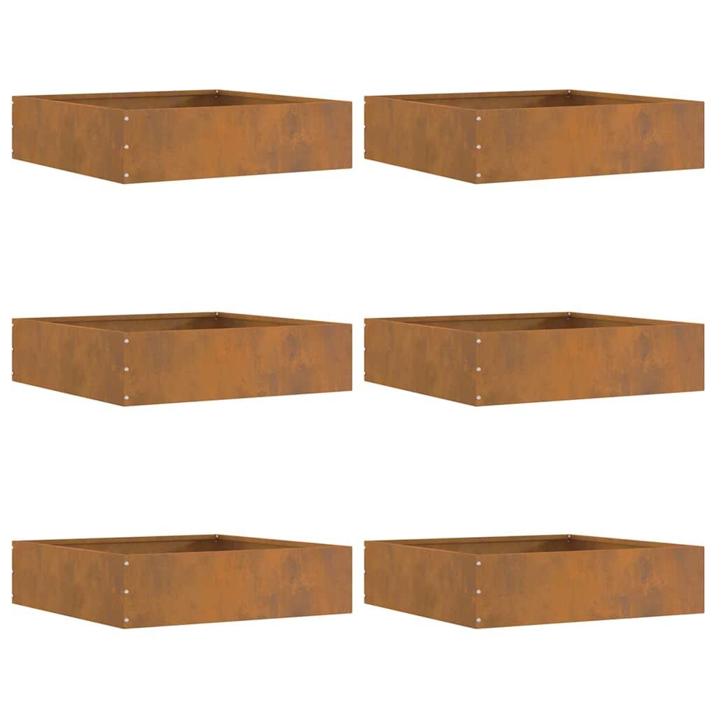Plænekant 6 stk Rusten 50 x 50 x 13 cm Cortenstål billede