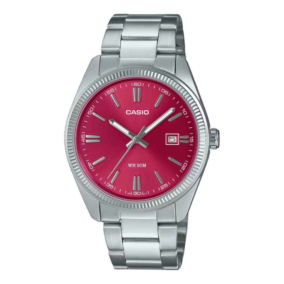 Herreur Casio MTP-1302PD-4AVEF sølvfarvet med rød skive billede
