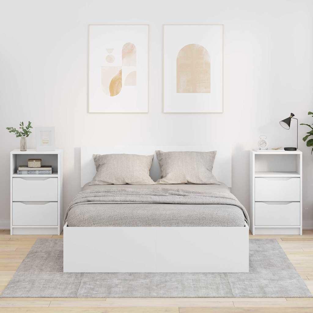 Sengeborde 2 stk Hvid 40 x 30 x 467 cm Konstrueret træ billede