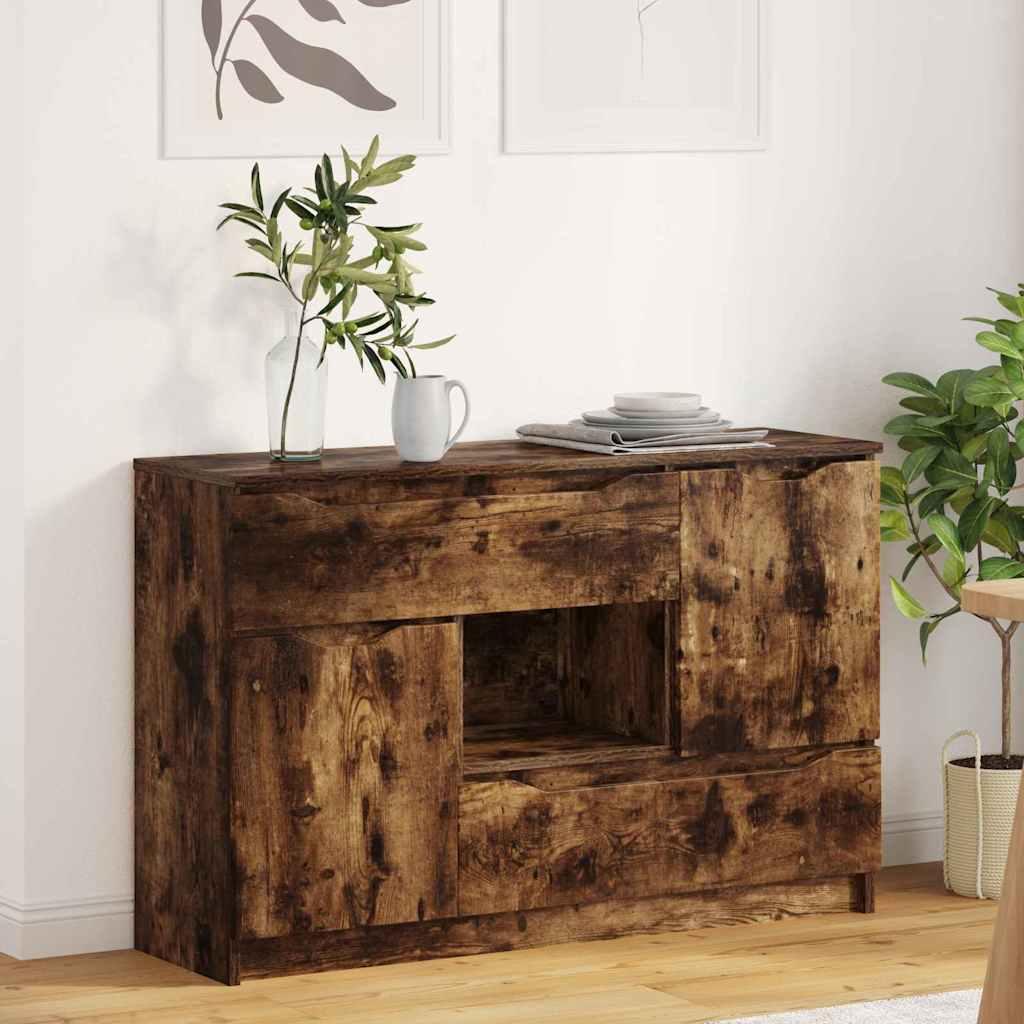 Sidebord med skuffe Røget eg 100 x 30 x 65,6 Konstrueret træ billede