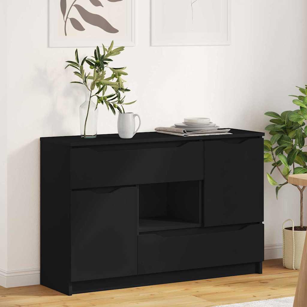Sidebord med skuffe Sort 100 x 30 x 65,6 Konstrueret træ billede