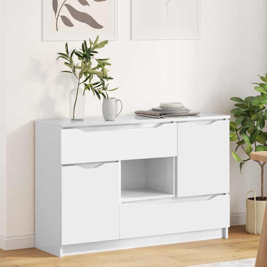 Sidebord Høj gloss hvid 100 x 30 x 65,6 Konstrueret træ billede