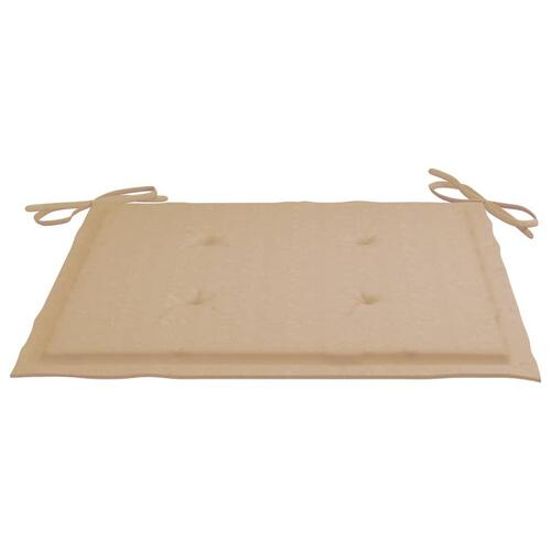 Havestole 2 stk. med beige hynder massivt teaktræ