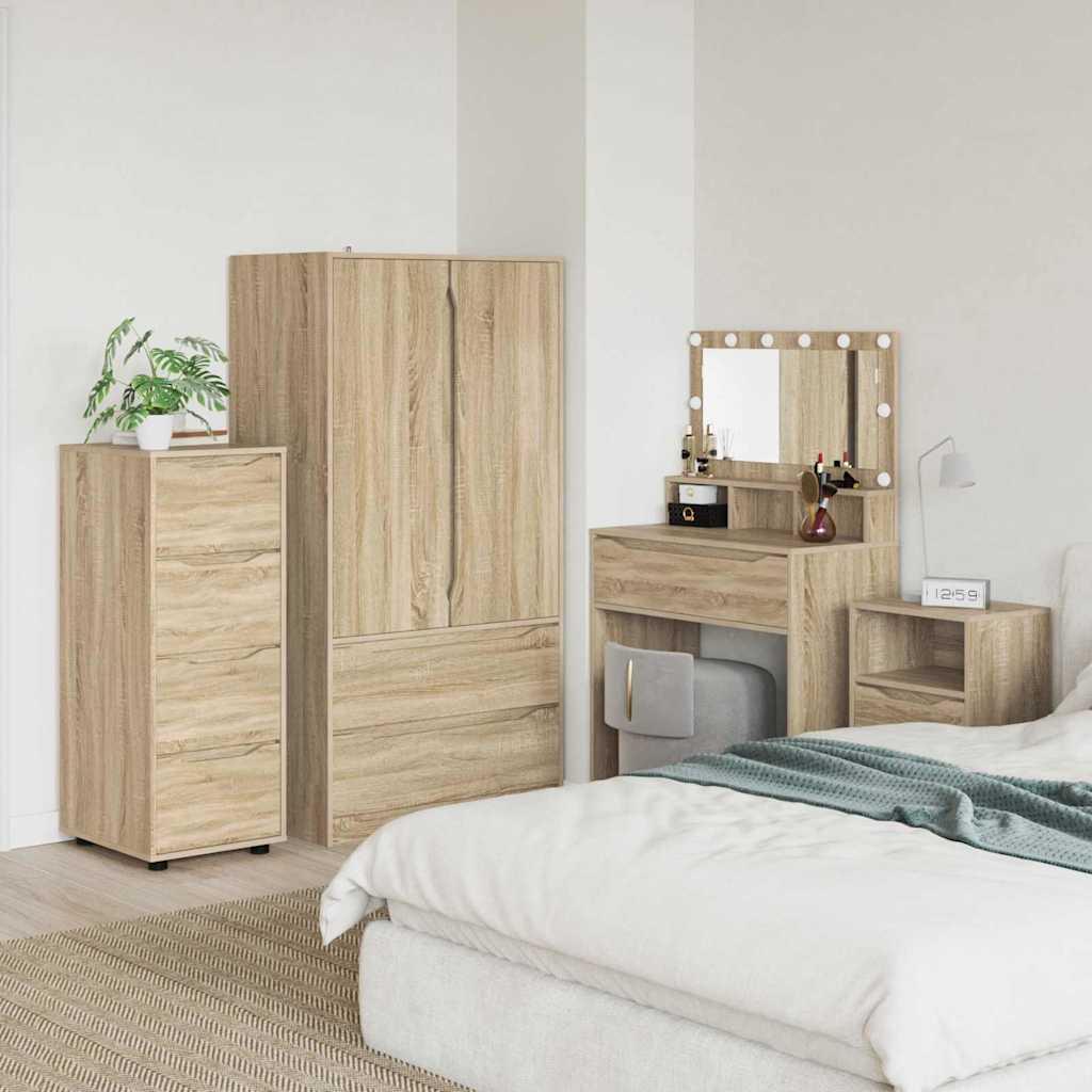 Opbevaringsskab i Sonoma eg 40 × 48 × 105 cm - konstrueret træ, 4 skuffer billede