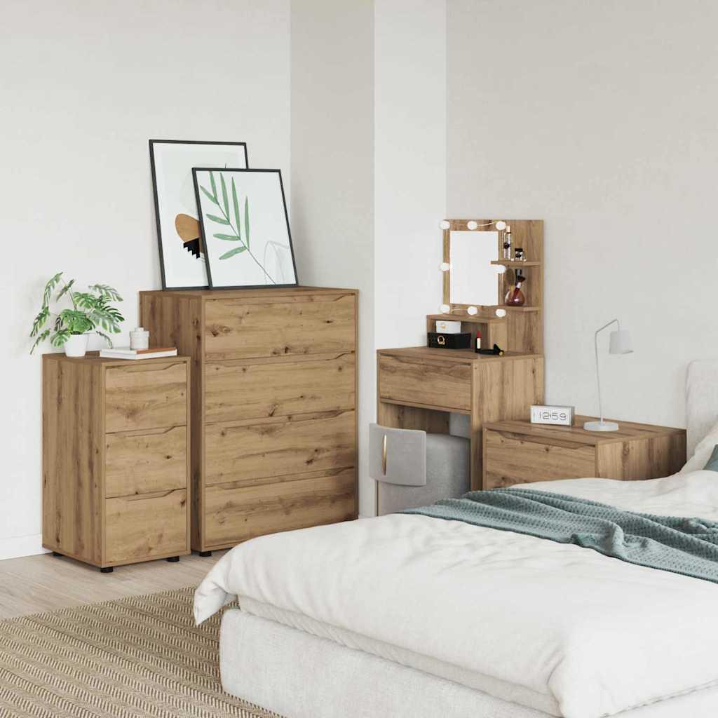 Opbevaringsskab i artisan eg 40 × 48 × 81 cm - konstrueret træ, 3 skuffer billede