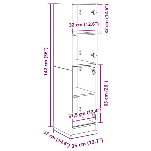 Highboard i sort eg - 35 x 37 x 142 cm
