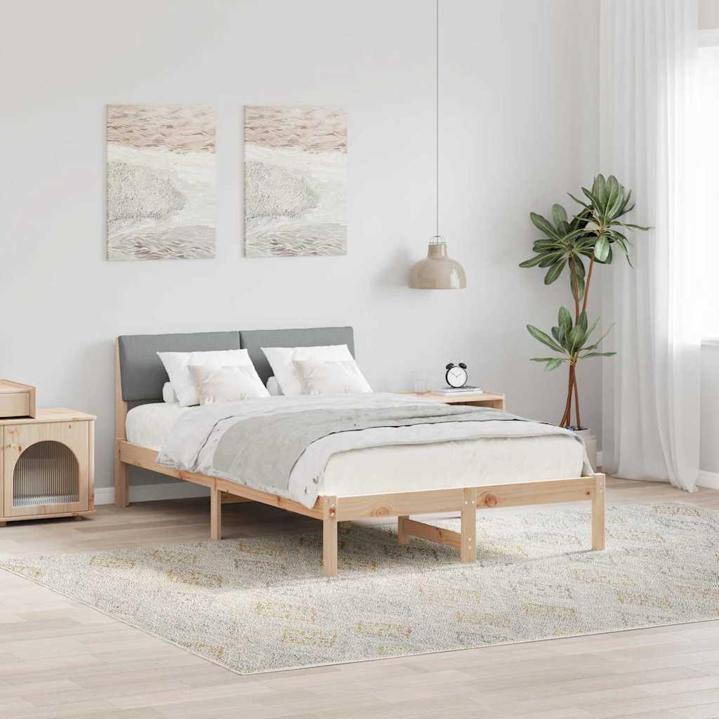 Sengestel Brun og lys grå 120 x 190 cm Massivt fyrretræ billede