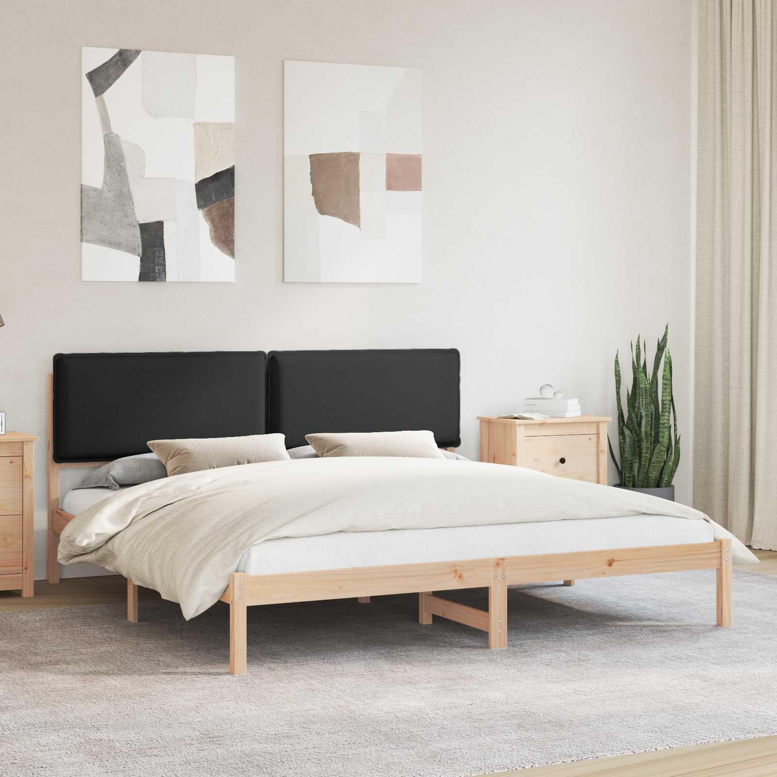 Sengestel med polstret hovedgavl - sort 180 x 200 cm